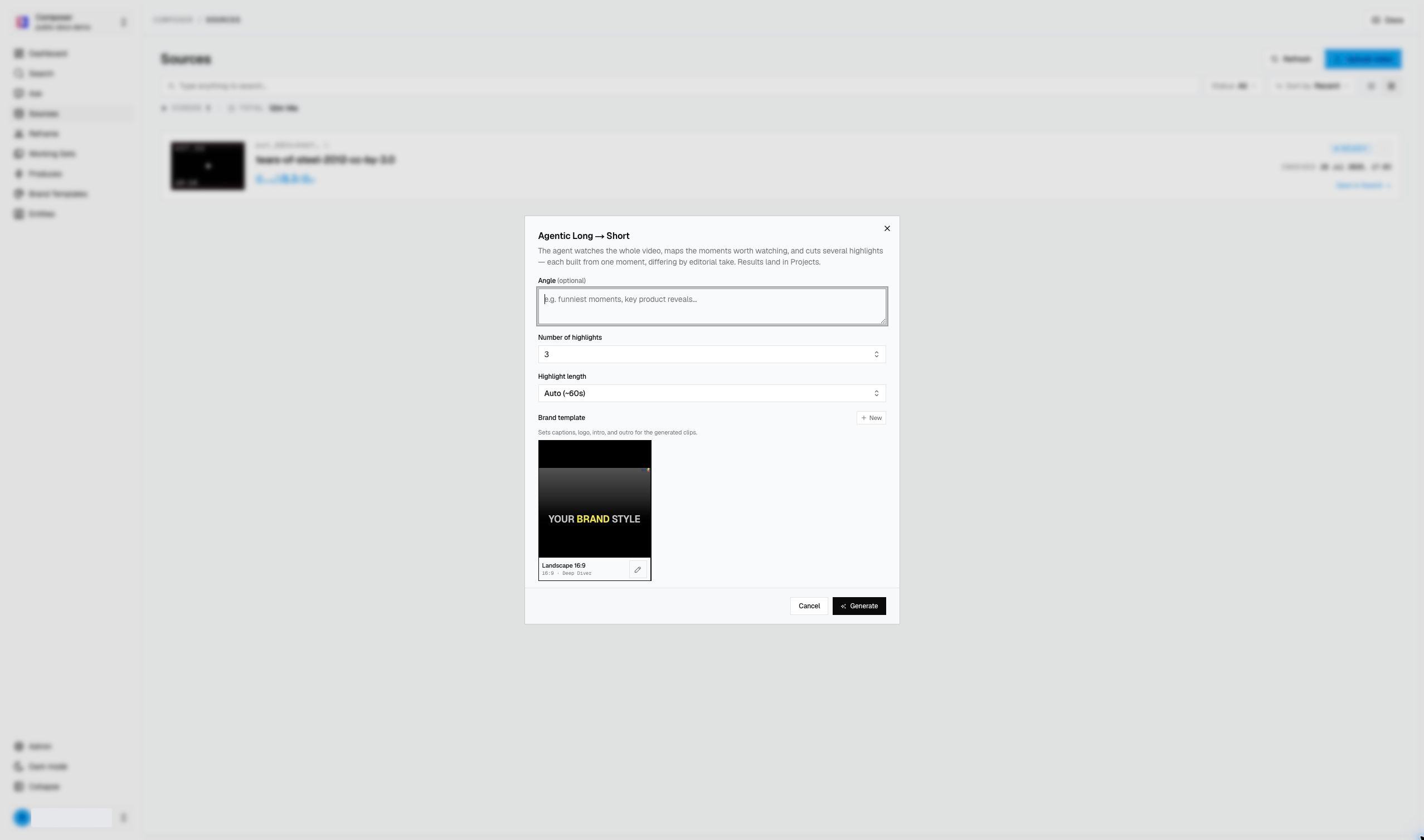 Agentic Reframe controls in Composer v1.3