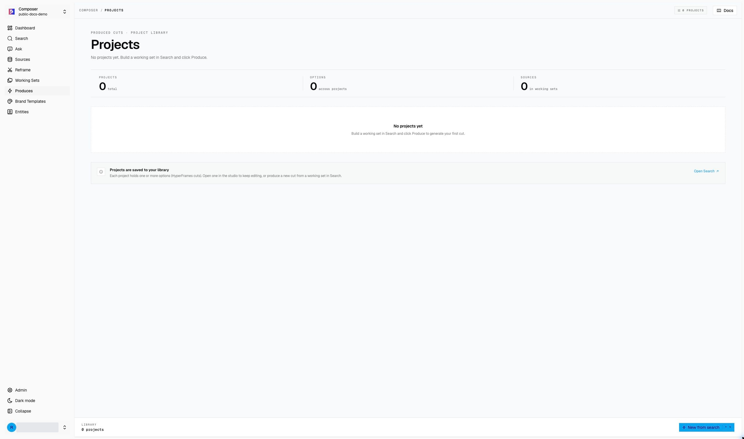Produces page in the public demo