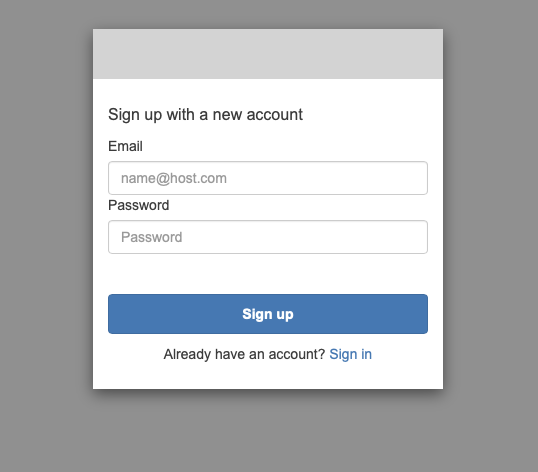 Login screen – click Sign in